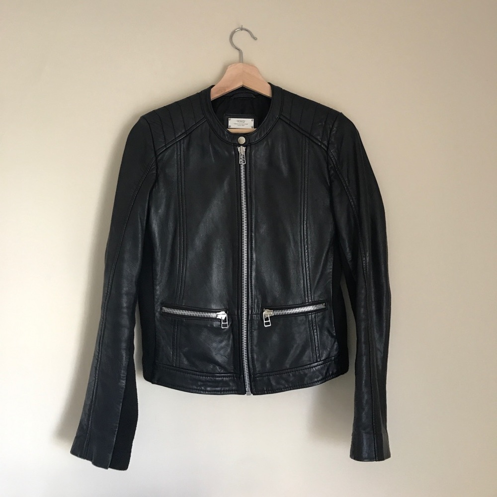 MANGO leather biker jacket XS